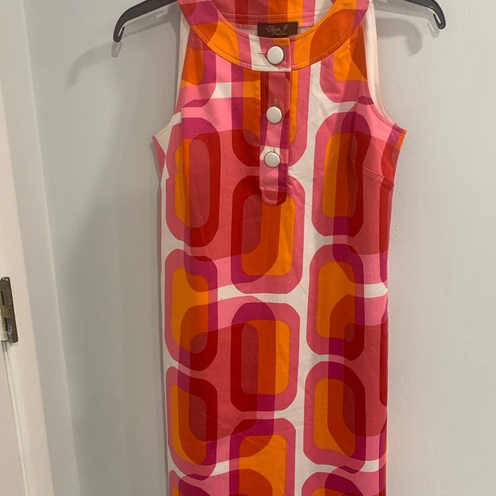 Eliza J. New York Vibrant Pink and Orange Geometric Dress - Picture 10 of 12